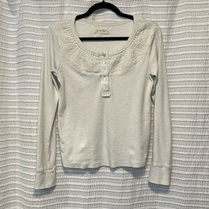 Lucky Brand Embroidered Henley Thermal
